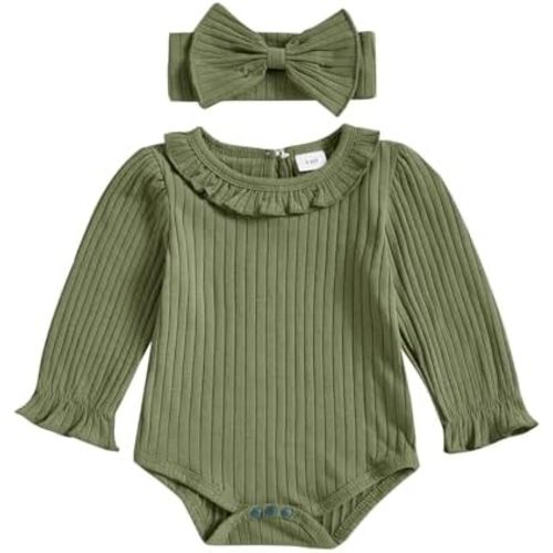 fhutpw Newborn Baby Girl Oversized Sweatshirt Romper Ruffle Long Sleeve Crewneck Onesie Sweater Tops Infant Fall Clothes