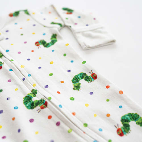 Organic 2-Way Zipper Footie in Caterpillar