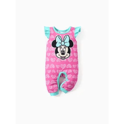 Disney Mickey and Friends 1pc Baby Girls Naia™ Character Print Ruffled Short-Sleeve Bodysuit Only $19.99 PatPat US Mobile