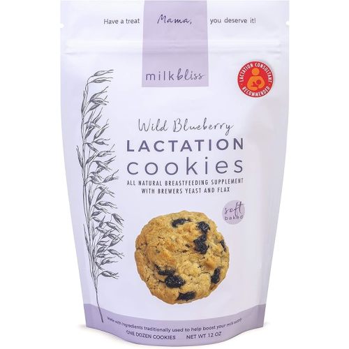 MilkBliss Wild Blueberry Soft Baked Oatmeal Lactation Cookies for Breastfeeding Support to increase Breastmilk Supply, 12 OZ