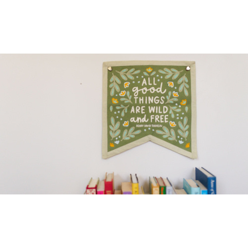 Wild And Free Embroidered Canvas Banner - Pippi Post