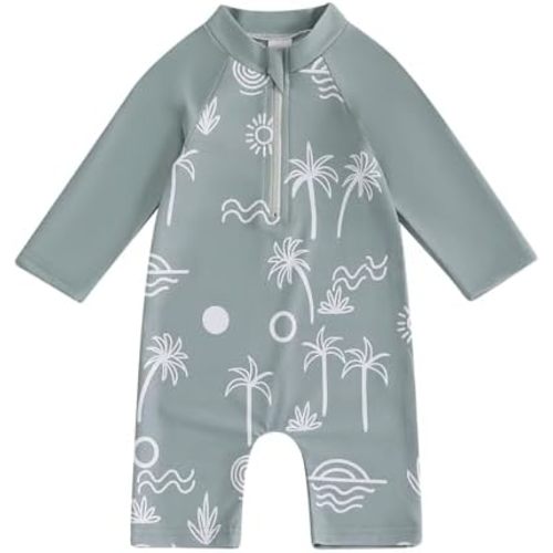Toddler Infant Baby Boy 4th of July Swimsuit Newborn Rash Guard Boys Girls One Piece Zipper Bathing Suit Swimwear with Hat