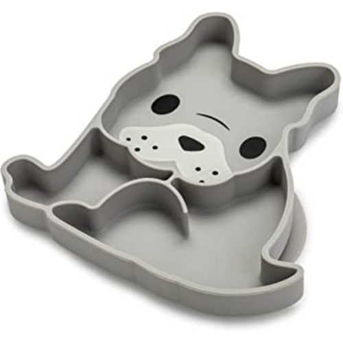 Divided Silicone Suction Plate - 100% Silicone, for Baby + Toddlers – BPA Free, Dishwasher & Microwave Safe (Bulldog)
