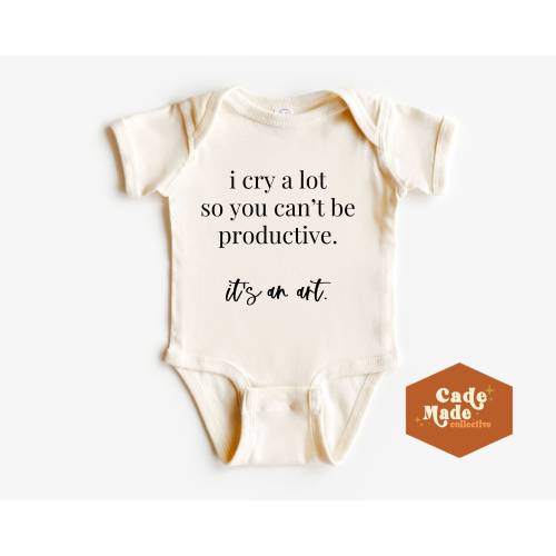 I Cry a Lot so You Can't Be Productive TTPD Baby Onesie® Bodysuit - I Can Do It With a Broken Heart Funny Cotton Baby Outfit