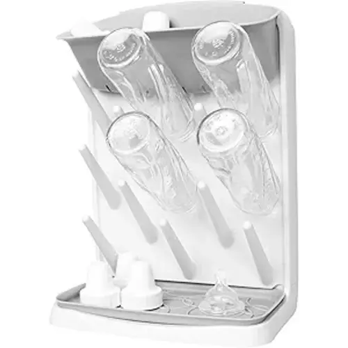 Ubbi Vertical Baby Bottle Drying Rack, Space Saving Countertop Drying Rack Baby Organizer, Gray
