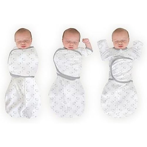SwaddleDesigns 6-Way Omni Swaddle Sack Arms Up Swaddle for Newborn, More Options to Calm Startle Reflex, Improves Sleep, Easy Transition Baby Sleep Sack, 3 Month, 12-18 lbs, Tiny Lambs