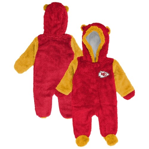 Newborn Kansas City Chiefs Outerstuff Red Teddy Fleece Bunting Full-Zip Sleeper