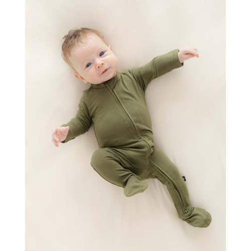 Zip Footie in Olive