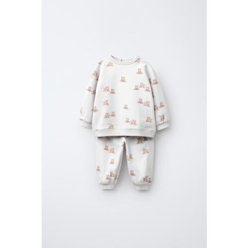 PRINTED SWEATSHIRT AND PANTS SET - Light gray | ZARA United States