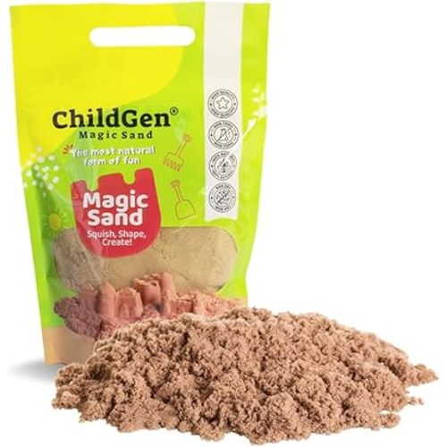 ChildGen Magic Sand, 2lbs Natural Sea Sand in Resealable Bag, Non-Toxic Play Sand for Kids, Soft, Moldable, Mess-Free Sensory Play