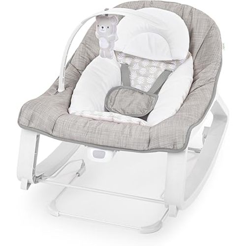 Ingenuity Keep Cozy 3-in-1 Grow with Me Vibrating Baby Bouncer Seat & Infant to Toddler Rocker, Vibrations & Toy Bar, 0-30 Months Up to 40 lbs (Linden)