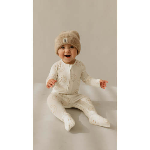 Just Smile Ivory | Bamboo Zip Pajamas