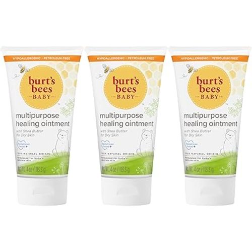 Burt's Bees Baby 100% Natural Multipurpose Healing Ointment, Face & Body Baby Ointment – 4 Ounce Tube, Pack of 3