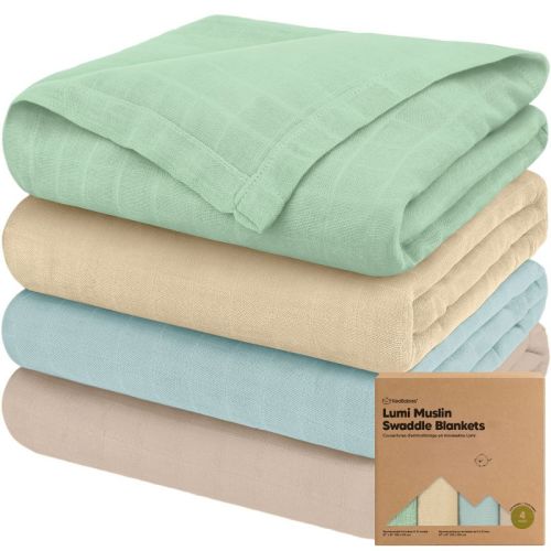 KeaBabies 4pk Muslin Swaddle Blankets for Baby Boys, Girls - Organic Baby Blankets, Nursing Swaddles for Newborns Mirage