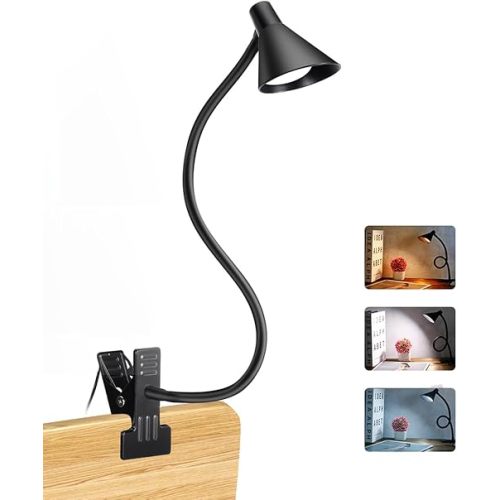 Flexible Gooseneck Dimmable Clip on Lamp (Black)