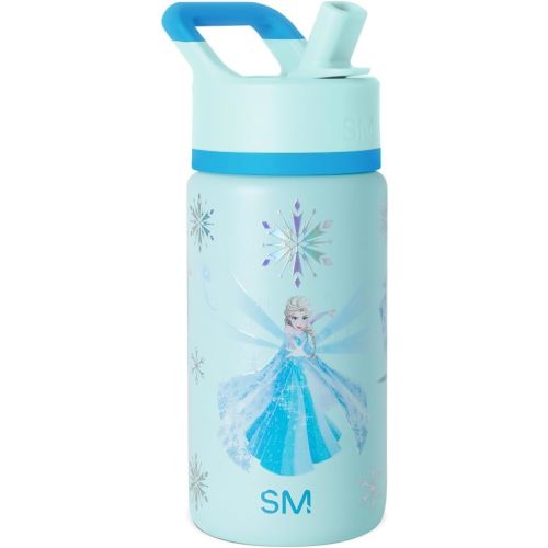 Simple Modern Disney Frozen Elsa Kids Water Bottle with Straw Lid| Reusable Insulated Stainless Steel Cup for Girls School | Summit Collection | 14oz, Iridescent Elsa