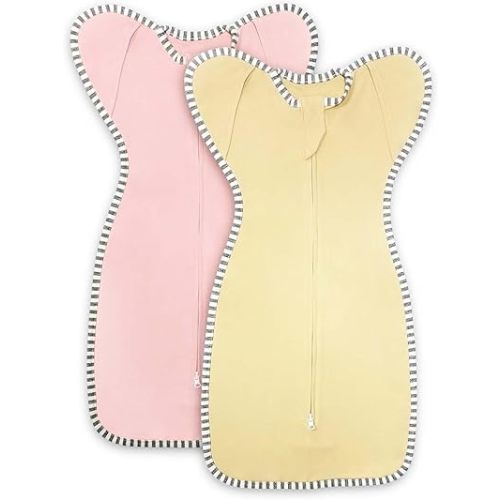 Baby Sleepsack Swaddle Newborn Sleep Sack 0-3 Months, 2-Pack Transition Swaddle Arms up Swaddle Blanket with 2-Way Zipper Arms In/Out 100% Cotton 0.8 Tog Baby Swaddles for Newborn (Small 5-14lbs)