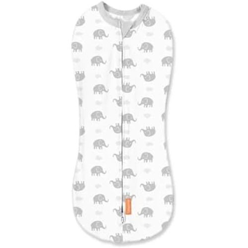 SwaddleMe by Ingenuity Pod, Size Newborn, 0-2 Months, 1-Pack - Gray Elephants