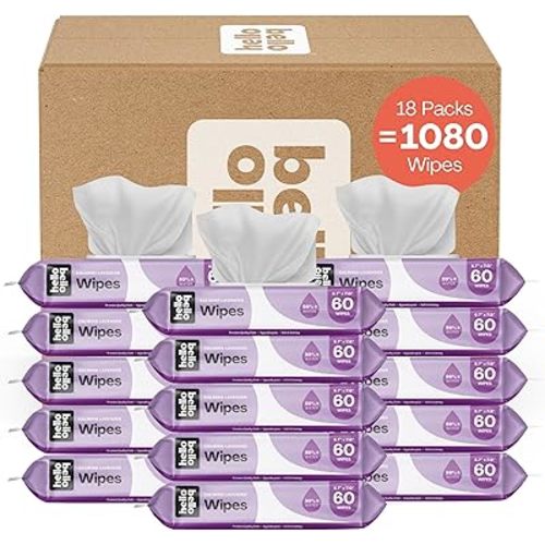 Hello Bello Extra Gentle Lavender Scented Baby Wipes, Plant Based, Made with 99% Water and Aloe for Babies and Kids, 1080 Count