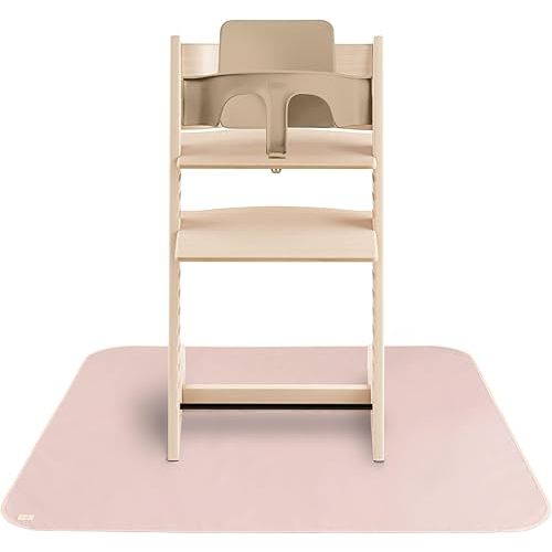 mushie Baby Splat Mat 42.5x42.5 Inch (Blush)| Water Resistant for Under High Chair and Infant Play