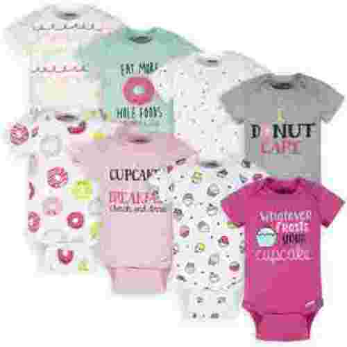 Onesies Brand Multipack Baby Girl Short Sleeve Bodysuits, 8-Pack, Newborn - 12 Months