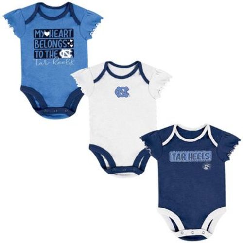 Ncaa North Carolina Tar Heels Infant Girls' 3pk Bodysuit Set - 6-9m