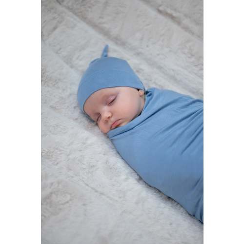 Lila Baby Swaddle Set in Periwinkle Blue