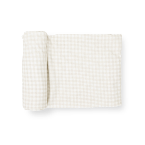 Stretch Knit Swaddle Blanket - Tan Gingham