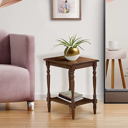 East West Furniture BF-08-ET Modern End Table-Rectangle Nightstand with Open Storage Shelf for Bedroom, 16x20 Inch, Antique Walnut