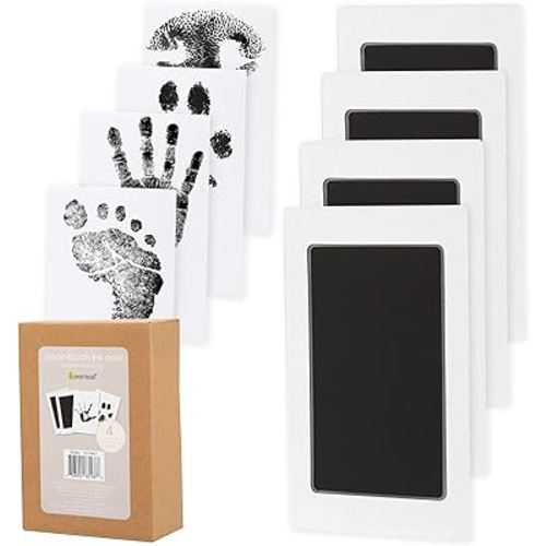 Pearhead 4-Pack Clean-Touch Ink Pad Kit, Mess-Free Inkless Hand and Footprint Kit, Baby Foot Printing Kit, Cat and Dog Paw Print Kit, Suitable for Babies and Pets