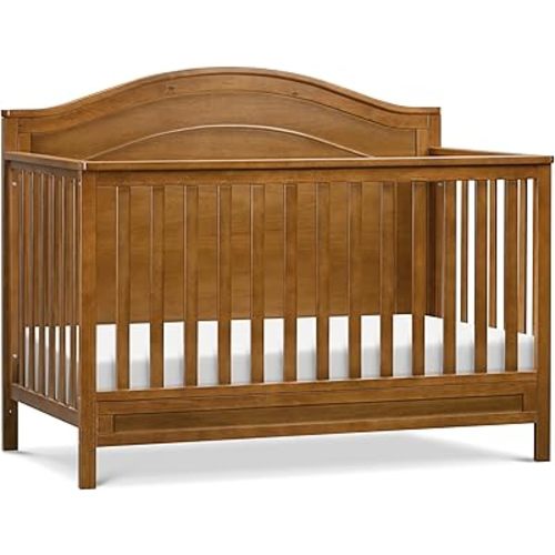 Davinci Charlie 4-in-1 Convertible Baby Crib - GREENGUARD Gold Certified Convertible Crib to Toddler Bed, Daybed, Full-Size Wooden Bed, Durable, 4 Adjustable Mattress Heights - Chestnut