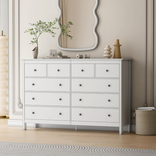 Latitude Run® 55" Modern White Dressers& Chests of Drawers, 10 Drawer Wide Dresser for Bedroom, Living Room & Reviews | Wayfair