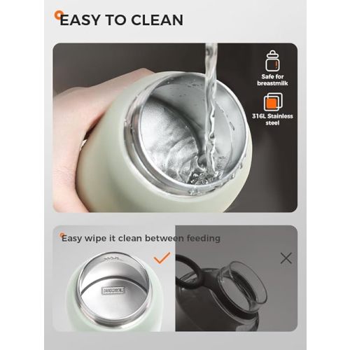 Cordless Portable Milk Warmer Super Fast Charging, Instant breastmilk, Formula or Water Warmer with 10 Ounces Big Capacity, Baby Flask for Vehicle,car,Airplane Journey