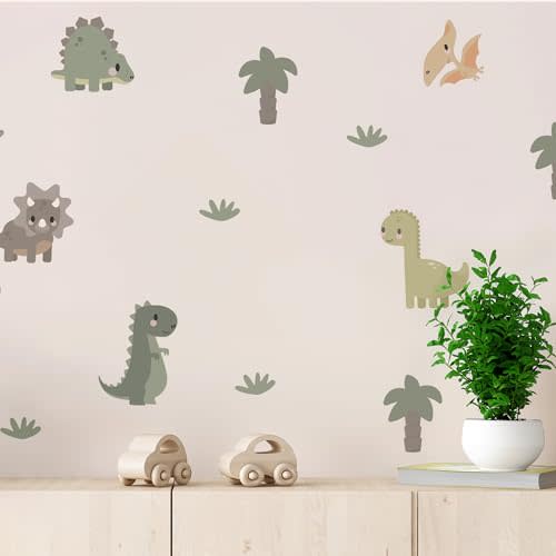 Teddylabels - Dinosaurs Decals - Easy-to-Apply & Removable Wall Stickers: Transform Your Room with Durable, Vibrant Peel-and-Stick Art Decor – Kids' Wall Decals: Inspiring Children's Rooms