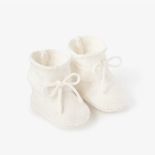 White Garter Knit Baby Booties – Elegant Baby