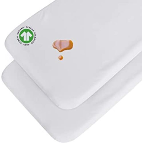 Bedside Sleeper Bassinet Sheets Waterproof Organic Cotton to Fit Mika Micky & MiClassic & Milliard & Baby Joy Bassinet, 2 Pack Soft and Breathable Bassinet Sheet 33"x 20"x 5", Boys and Girls,White