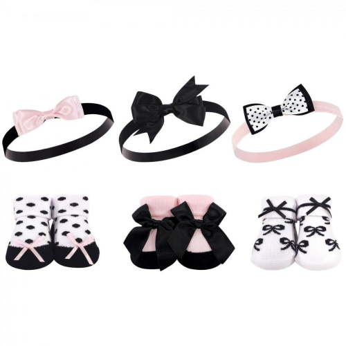 Hudson Baby Headband and Socks Giftset, 6-Piece, 0-9 Months