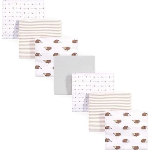 Hudson Baby Unisex Baby Cotton Flannel Receiving Blankets Bundle, Hedgehog, One Size
