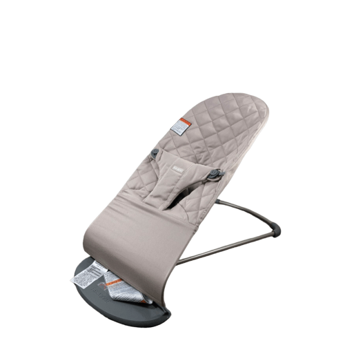 BabyBjorn Bouncer Bliss, Sand Gray Cotton Classic Quilt, Dark Gray Frame