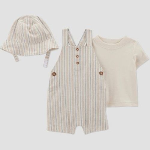 Carter's Just One You® Baby Boys' Creme Striped Shortalls with Hat - Cream 3M