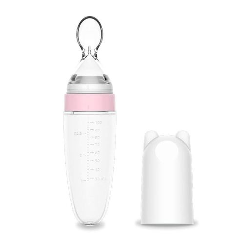 Silicone Squeeze Feeding Spoon, Baby Food Dispensing Spoon With Dust Cover, BPA Free