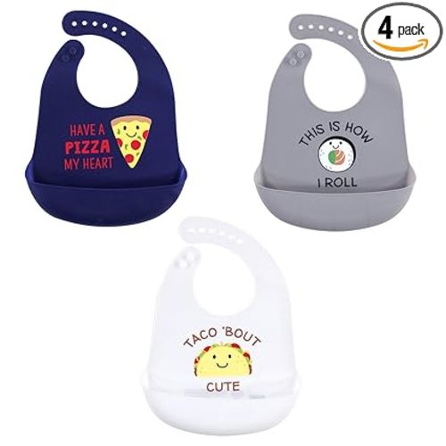 Hudson Baby Unisex Baby Silicone Bibs, Pizza, One Size