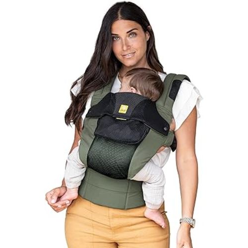 LÍLLÉbaby Complete Airflow Deluxe Ergonomic 6-in-1 Baby Carrier Newborn to Toddler - with Lumbar Support - for Children 7-45 Pounds - 360 Degree Baby Wearing - Inward and Outward Facing - Olive/Black
