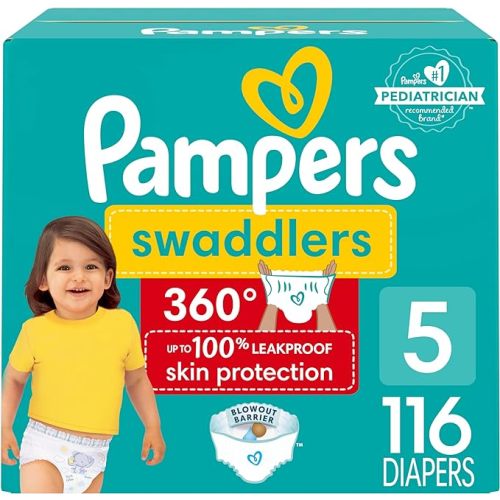 Pampers Swaddlers 360 Pull-On Diapers, Size 5, 116 Count, One Month Supply, for up to 100% Leakproof Skin Protection and Easy Changes