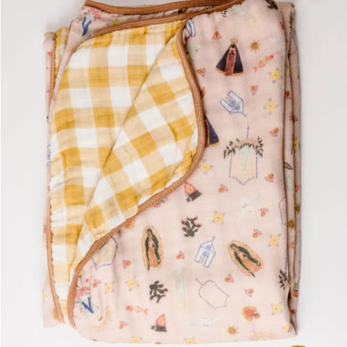 Pink Marian Deluxe Muslin Baby Blanket Quilt