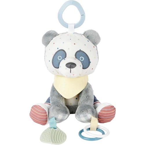 Skip Hop Bandana Buddies Soft Textured Baby Activity and Teething Toy for Multi-Sensory Play with Rattles, Crinkle Sounds, Squeaker and Mirror, Attaches to Stroller and Car Seat, Panda, Age 0+