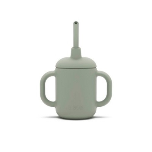 Lalo 4 fl oz 3-in-1 Silicone Training Cup with Straw - Sage