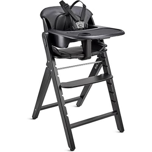 Mamazing GrowPod Pro Wooden Baby High Chair for 6 Months to 300lbs, Easy to Clean with Tray, Compact Foldable Highchair for Kitchen & Dining Room, with 5-Point Safety Harnesses and Guard Bar