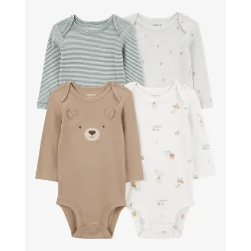 Baby 4-Pack Bear Long-Sleeve Bodysuits - Carter's | Carter's