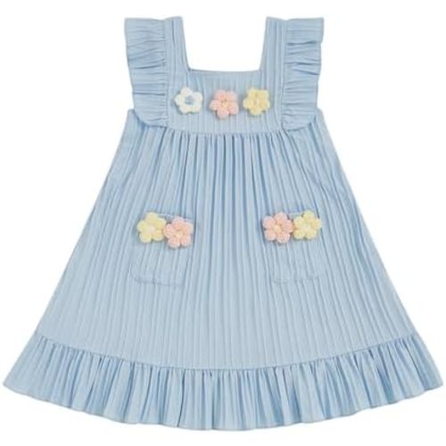 Toddler Baby Girl Dress Knit Floral Fly Sleeve Fashion Dresses Infant Little Girls Summer Clothes Outfit